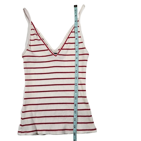 Reformation V Neck Ribbed Tank, Red/White Striped, XS - Picture 10 of 10